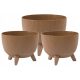  2× Lamela Roma Jumper virágcserép natúr fa 24x15 cm + Lamela Roma Jumper Eco Wood virágcserép natúr fa 29x18 cm