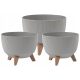  2× Lamela Roma Jumper Eco Wood virágcserép szürke 24x15 cm + Lamela virágcserép 29 cm x 29 x 18 cm átmérő 29 cm műanyag szürke és ezüst árnyalatok