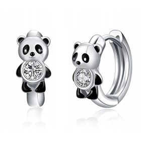   Gyermek fülbevaló - Panda fülbevalók strasszok kerekek ezüst 925