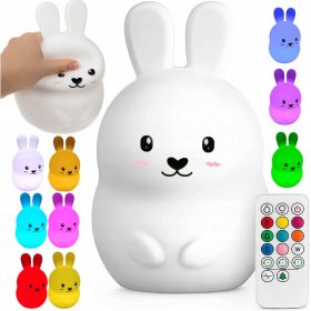   Gyermek éjszakai lámpa - Éjszakai lámpa gyermekeknek színes nyúl szilikon