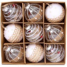   Karácsonyi díszek - Karácsonyi golyók golyók 9 db 8 cm boho