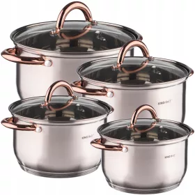   Edénykészletek - Kinghoff Rose Gold edénykészlet, rozsdamentes acél, 8 db.