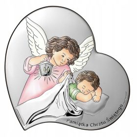   Emlékkép - Egyedülálló ezüst emléktárgy, a keresztség angyal képe gravírozással