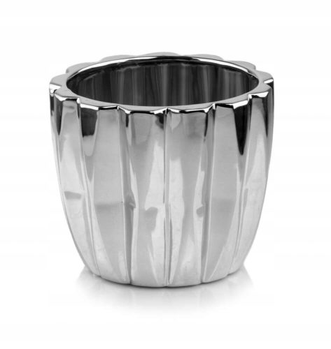  Polnix virágcserép 14 cm x 14 x 12,5 cm átmérőjű 14 cm kerámia szürke és ezüst árnyalatok