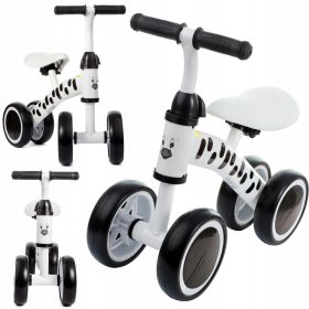  Futóbicikli - Fehér futó kerékpáros négykerekű út egy gyermek Zebra-07 számára egy évre