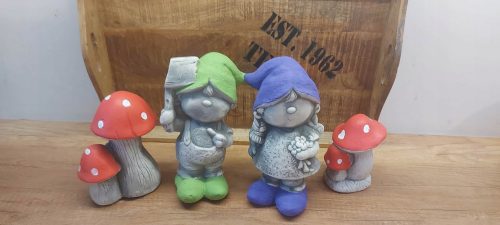 Karácsonyi figurina - Gipsz gipszkert törpe törpe törpék