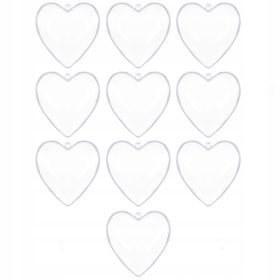   Karácsonyi díszek - Szív akril bubaka halál műanyag csecsebecse 12 cm -es decoupage 10 db