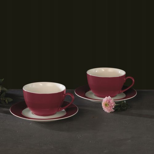 Porcelán edények - Ambition Aura Red tea- és kávészervíz, 12 db.