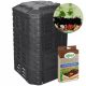 Komposztáló - 1 kamrás komposztáló Patrol csoport 1120 l fekete + Szerves, természetes műtrágya Your Garden granulátum 0,1 kg