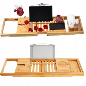    ÁLLÍTHATÓ BAMBUSZ KÁD KÁDPOLC NAGY BAMBUSZ SPA FURKOLAT