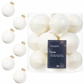   Karácsonyi díszek - Gyöngy üveg karácsonyfa csecsebecse 5,5 cm 15 db - 10 fényes 5 matt