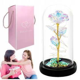   Virág dekoráció - Örök vörös rózsa üveg LED-es díszdobozban