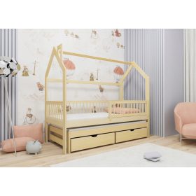   Gyerek faágy - 90x200 ház + fiókok gyors magasságú franciaágya
