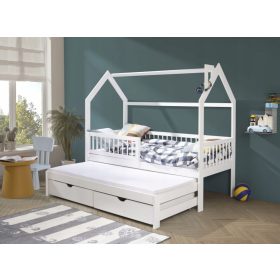   Gyerek faágy - Kettős ágy ház 80x180 + fiókok gyors magasság
