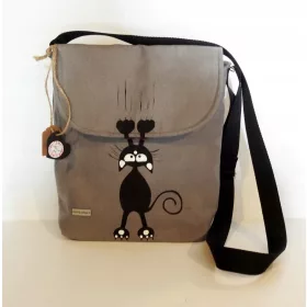    UniQueBags gyerektáska fehér, fekete, rózsaszín árnyalatú macska