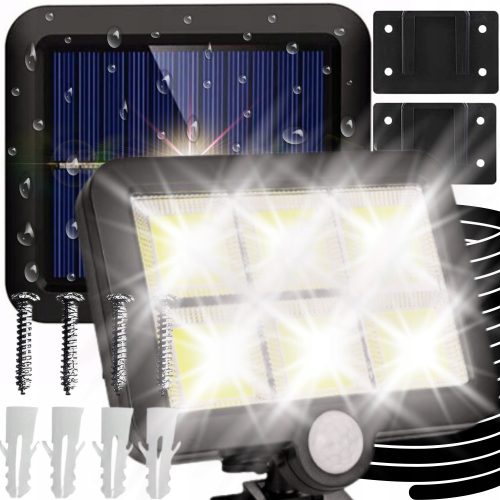 Utcai napenergia -lámpa mozgással és alkonyatérzékelővel 120 LED COB kültéri