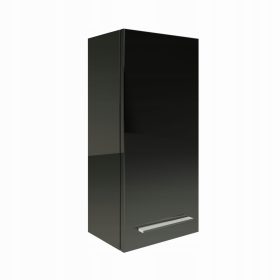   Függő fürdőszoba szekrény fekete lakk felső kétoldalú poszt 3 polc