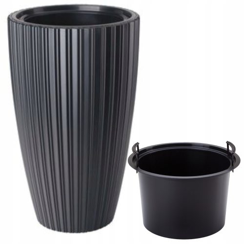  Forma-műanyag virágcserép 39 cm x 39 x 58 cm átmérő 39 cm műanyag fekete