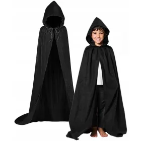   Lány jelmez - Long Cape Black Varázsló ruhája a Halloween 122/134 -hez