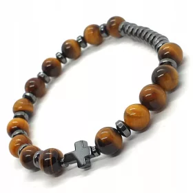  FÉRFI RÓZSAFÜZÉR Karkötő, Tigrisszem