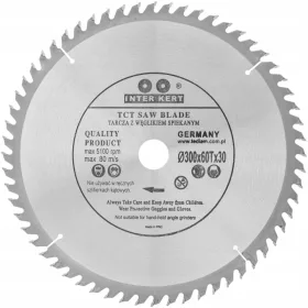   KÖRFŰRÉSZ KEMÉNYVÍZ KEMÉNY TÁRCSÁVAL FA VÁGÁSÁRA 300 x 30mm 60T