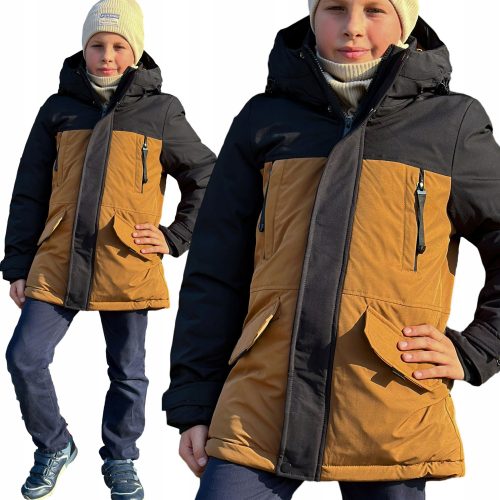 Gyermek kabát - Fiús téli kabát Elegáns S&D KF163 barna 152