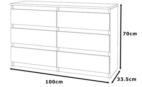 Fekete szekrény fiókokkal a gyönyörű nappalihoz, 100 cm 6 fiókhoz 