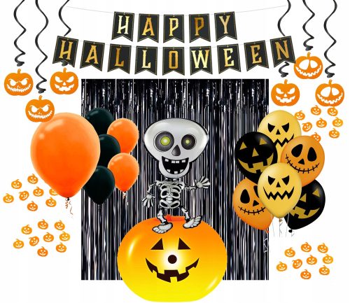 Nagy Halloween Balure Set függöny szalaghirdetés LED tök