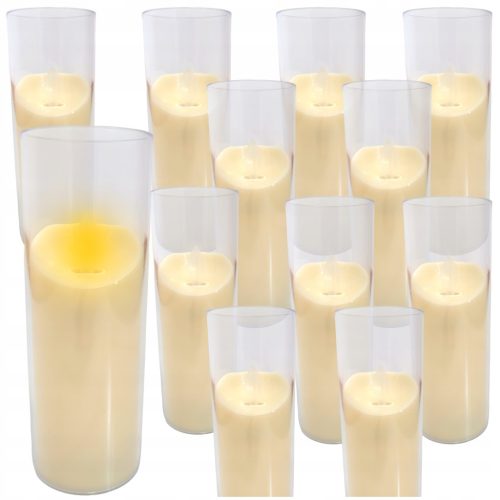  12 x gyertyabetét LED-es gyertyaelemhez, csőben működő lánghatás 12,5 cm