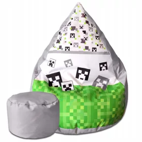   Pouf szék pouf táska xxl sako ifjúsági labda 76x102 minecraft szürke