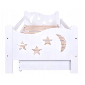   Egyszemélyes ágy gyerekeknek - Gyerekágy Mikulás 160x80 fehér fiókos készlet + matrac