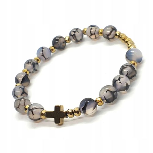  ROSARY karkötő a kézen, Dragon Grey Achát