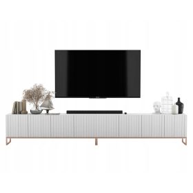    Glamour TV állvány Modern TV állvány, matt fehér, 300 cm