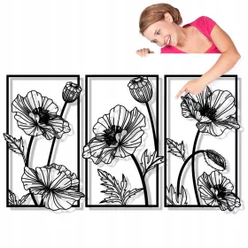   Falfestészet - KÜTTEK FESTÉS FALDÍSZ VIRÁGOK MÁK NAPPALI NYITÁS PANELEK TRIPTIQUE