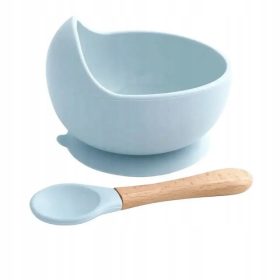   Tál, csészealj csecsemőknek - Szilikon tál gyermekek számára egy szívócsészével, tál + teáskanál