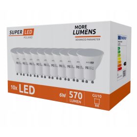   10x LED izzó GU10 6W = 60W 570 LM CCD További lumen kiválóan
