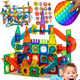    MÁGNESES BLOKKOK, IZZÓ GOLYÓS PÁLYA XXXL, ÉPÍTÉSI SZETT + INGYENES