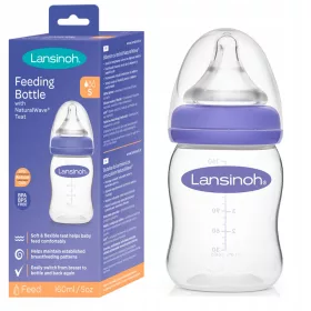  Bébiüveg - Lansinoh etető palack 160 ml + teat természetes hullám s