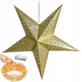   Karácsonyi gyertyatartó, lámpás - Nagy 3D -s csillag LED -es dekoráció könnyű dekorációja lóg a karácsonyra 60 cm -re