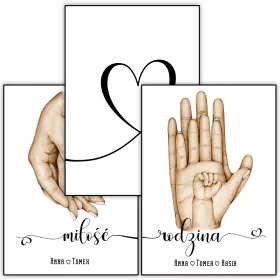   Falfestészet - 3 x poszter FAMILY HANDS LOVE A3 Names Patterns
