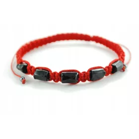    Boldogság karkötő piros cérna BLACK TOURMALINE makramé védőkő