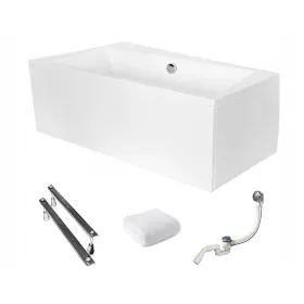   Besco Infinity aszimmetrikus akril kád lefolyóval a közepén, 150 x 90 cm