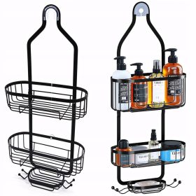   FÜRDŐSZOBA AKGASZTÁSI POLC ZUHANYHOZ, FEKETE, DUPLÁLÁLLÓ