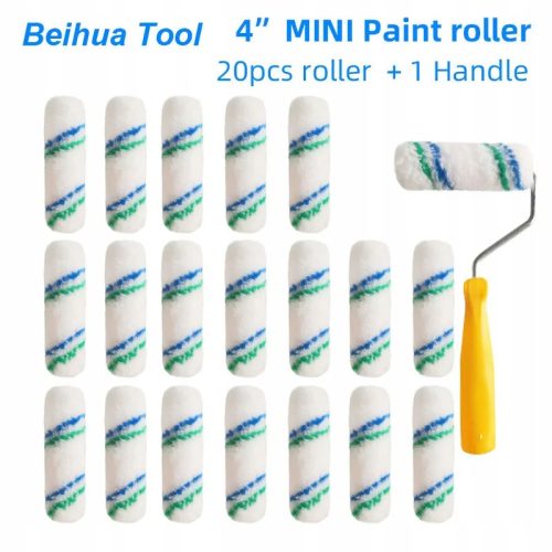 4 hüvelykes festékhengerkefe 20db és 1Handle Mini Roller Paintefe Festék