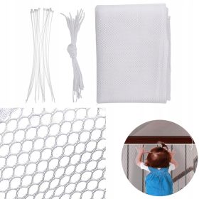   Gyermekbiztonsági biztosítás - 300 x 77 cm -es fehér védőrács gyermekek számára 300 cm -es korlát lépcsők