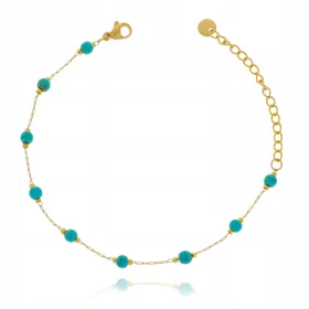    Karkötő gyöngyökkel, türkiz színű, kő, aranyozott sebészeti acél