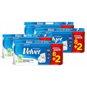   Vécé papír - Bársonyos WC -papír finoman fehér 8+2 henger x4