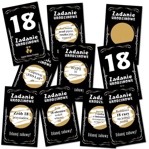 Vicces ajándék - 18. születésnapi kaparós sorsjegyek FELADATOK SZÜLETÉSNAPI SZÓRAKOZÁS 18. születésnapi utalványok