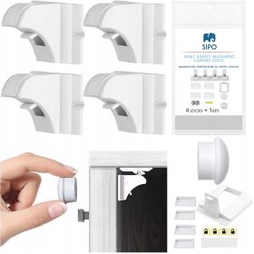   Gyermekbiztonsági biztosítás - Szekrényvédelem mágneses bútorok zár ajtó 4 db