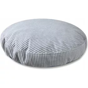   Modern Pouf kerek párnahuzat kordbársony szürke henger 70x70 cm